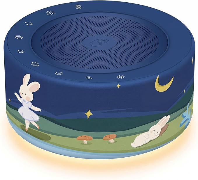 Kipcush White Noise Machine - Soft Non-Glare Nursery Lamp, 30 Soothing Sounds, 8 Color Lights, Max 8-Hour Timer for Baby & Adults