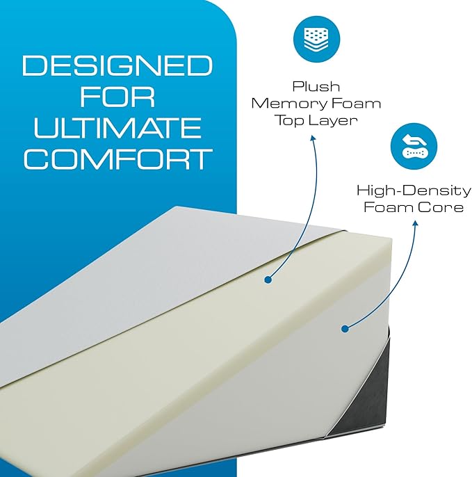 Kolbs Bed Wedge Pillow for Sleep Apnea, FSA Eligible Acid Reflux, and Back Pain Relief, with Chic Jacquard Cover - Headboard Wedges for Sleeping (Standard Wedge 12" Height)