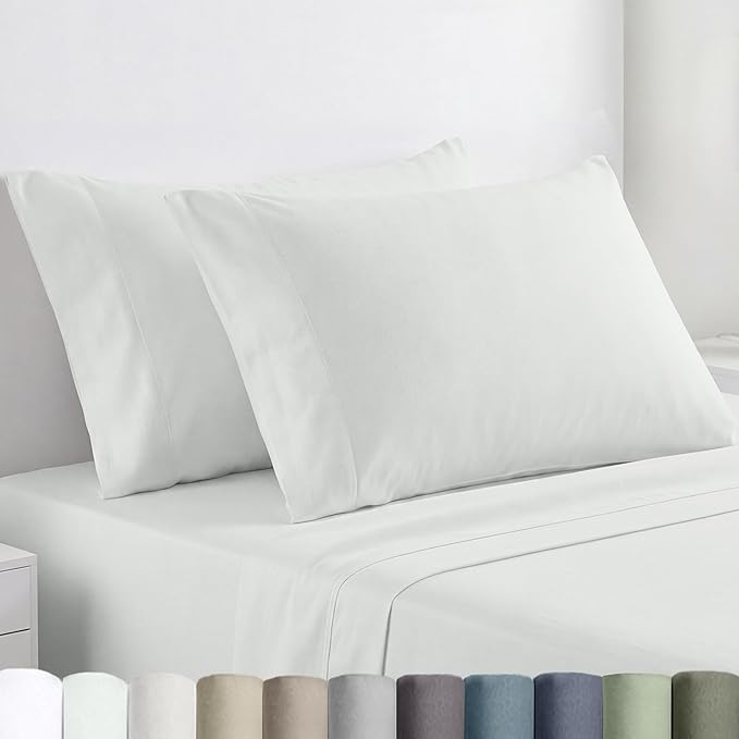California Design Den Pillowcases Queen Size Set of 2-100% Egyptian Cotton, Crisp Percale Feel, Soft & Breathable, Fits Both Standard & Queen Pillows - Silver