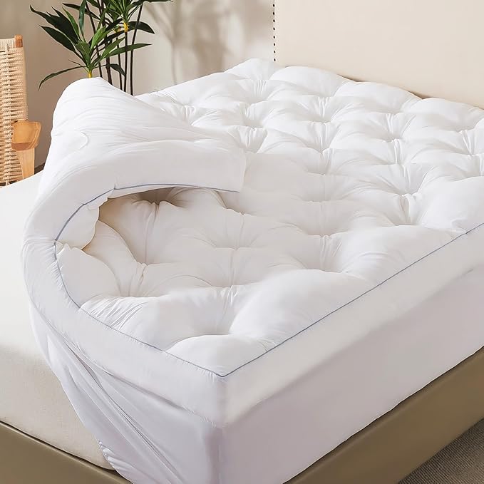 WhatsBedding 5 Inch Memory Foam Mattress Topper King Size, Supportive Fluffy Shredded Memory Foam Filled Pillow Top, Extra Soft Bed Topper with Deep Pocket, 78x80 in