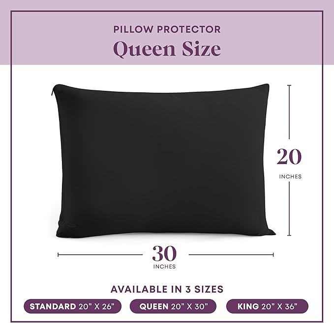 CirclesHome Pillow Protectors 2 Pack Queen Zippered - 100% Cotton Breathable Pillowcases - Protects Pillows from Dirt, Dust and Debris (Queen- Set of 2 - 20x30)