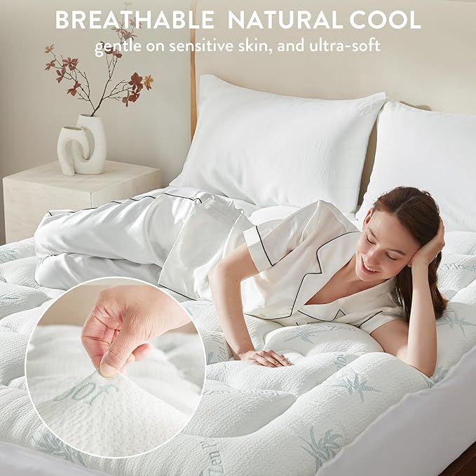 Surefit Ultra Soft Waterproof Mattress Topper, Pillow Top Mattress Pad, Back Pressure Relief, Viscose Derived from Bamboo, Naturally Cooling for Hot Sleepers, TwinXL 39x80