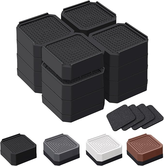 ANNKUT Bed Risers and Furniture Risers, Heavy Duty Adjustable Lifting Blocks for Couches, Desks, and Chairs, Elevates 1.5、3 or 4.3 Inches, Holds up to 4000 lbs (Black)