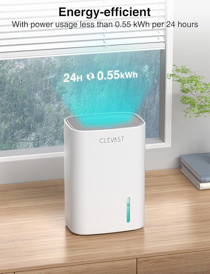 CLEVAST Small Dehumidifier for Home, 30oz Compact Mini Dehumidifier with Auto Shut-Off, Quiet 24dB Portable Air Dehumidifier for Bathroom, Bedroom, Closet, RV