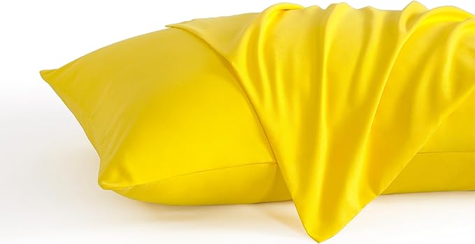 NTBAY Queen Pillow Cases Set, 2 Pack Brushed Microfiber 20x30 Inches, Soft, Wrinkle, Fade, Stain Resistant Yellow Pillow Cases with Envelope Closure