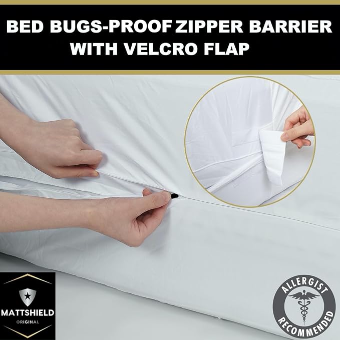 MATTSHIELD Ultimate Sensitive Skin 3-Piece Kit – Twin Size Bed Bug Mattress Protector + 2 Zippered Pillow Covers – Organic Cotton Terry Top – Waterproof 6-Sided Encasement, Soft & Breathable