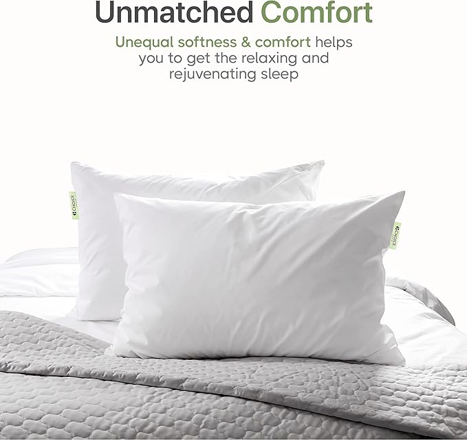Authentic Choice Hotels’ Luminesse Hypoallergenic Green Label Luxury 2 pcs Soft Pillow, White, Standard (Pack of 2)