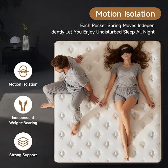 Queen Size Mattress (High-End Upgraded) Hotel-Level Luxury 12 Inch Hybrid Queen Mattress in A Box, Cooling-Gel Memory Foam & Pocket Springs,Back Pain,Extra Edge Support,365-Night Trial,Medium Firm