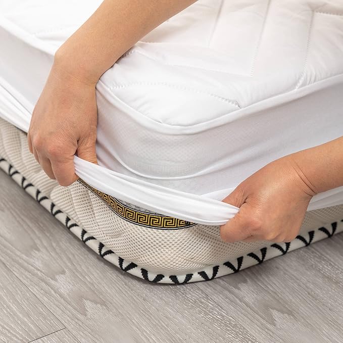 Kingnex Quilted Waterproof RV Bunk Mattress Protector Pad for 30 x 75 Narrow Twin Bed Cot Size Fitted Sheet Style Matress Cover
