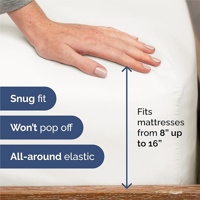 King Size 4 Piece Sheet Set - Comfy Breathable & Cooling Sheets - Hotel Luxury Bed Sheets for Women & Men - Deep Pockets, Easy-Fit, Extra Soft & Wrinkle Free Sheets - Antique White Oeko-Tex Bed Sheets