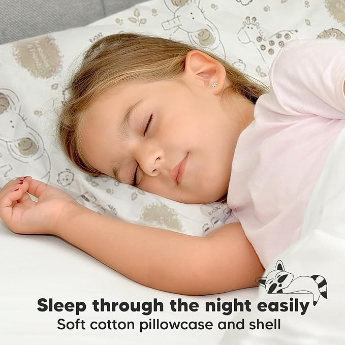 Toddler Pillow with Pillowcase - 13x18 My Little Dreamy Kids Travel Bed Pillows for Sleeping,Organic Cotton Small Pillowcase,Soft & Breathable,Machine Washable,Toddlers 2-5 years old(KeaSafari)