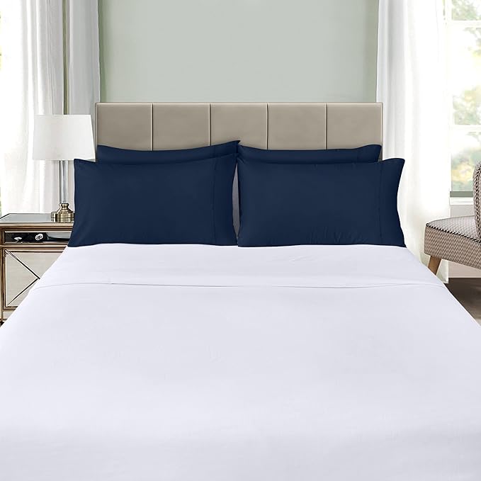Utopia Bedding Standard Pillow Cases - 4 Pack - Envelope Closure - Soft Brushed Microfiber Fabric - Shrinkage and Fade Resistant Pillow Covers Standard Size 20 X 26 Inches (Standard, Navy)