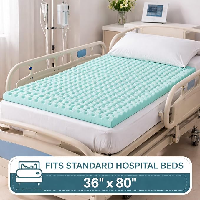 DMI Foam Mattress Topper, Egg Crate Foam Pad, Mattress Pad and Bed Topper for Support, Air Circulation, Pressure Relief and Weight Distribution, Hospital Size Mattress, 33 x 76 x 4 ,Blue