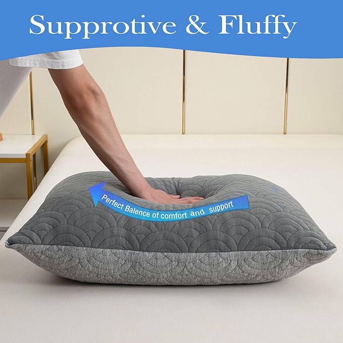 MOLCLCUY Memory Foam Pillows Standard Size Set of 2 Adjustable Cool Pillow for Side Back Stomach Sleepers Luxury with Washable Cover