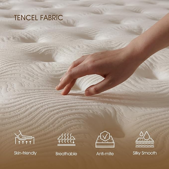 King Size Mattress,14 inch Cooling Gel Memory Foam Mattress,Pressure Relief with Medium Firm Support,Improves Sleep,CertiPUR-US Certified for Materials,No Fiberglass,Mattress in a Box
