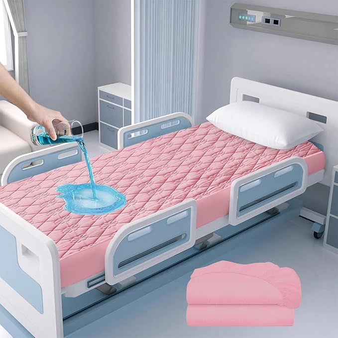 Waterproof Hospital Mattress Cover Protector Bed Sheet 36" x 80" x 9" Hospital Grade Incontinence Protection, Breathable Fabric for Elderly, Adults Machine Washable