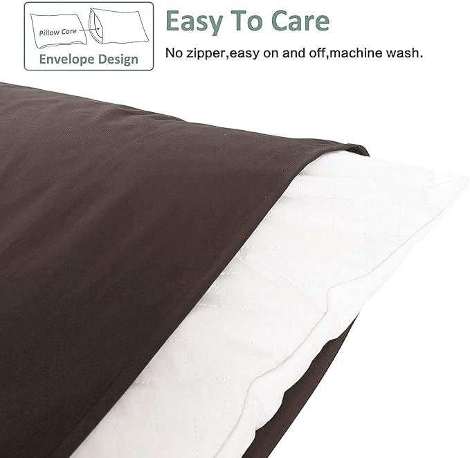 NTBAY King Pillowcase Set - 2 Pack Brushed Microfiber 20x36 Pillowcases - Soft, Wrinkle-Free, Fade-Resistant, Stain-Resistant, Dark Brown Pillowcases with Envelope Closure - 20x36 Inches, Dark Brown