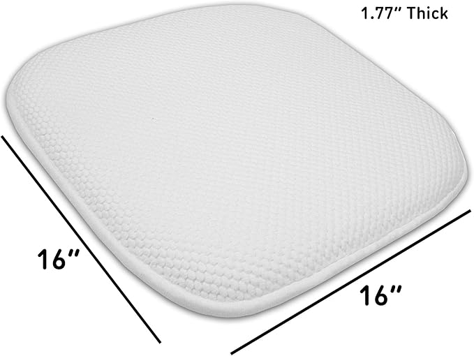 Sweet Home Collection Cushion Memory Foam Chair Pads Honeycomb Nonslip Back Seat Cover 16" x 16", 2 Pack, White