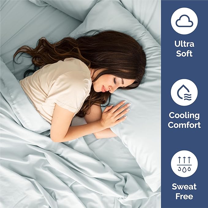 King 6 Piece Sheet Set - Comfy, Breathable & Cooling - Hotel Luxury Bedding for Women, Men, Kids, Teens and Children - 1 Flat & 1 Fitted Sheet & 4 Pillowcases w/ Deep Pockets - Wrinkle Free - Ice Blue