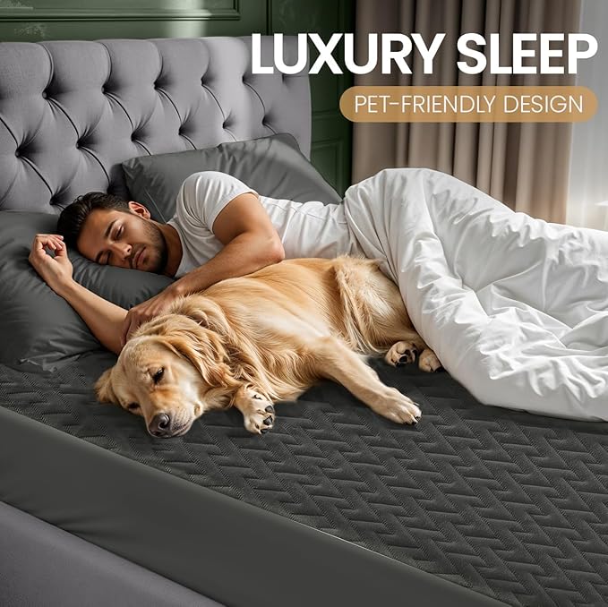Utopia Bedding Waterproof Mattress Protector King Size (Gray), Premium 3D Air Soft Fabric Mattress Cover, Fits 17 Inches Deep, Breathable, Fitted Style with Stretchable Pockets