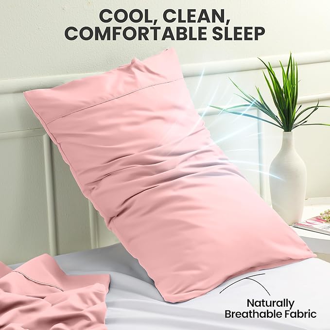 Utopia Bedding Pillow Cases Standard Size 2-Pack – Soft Brushed Microfiber – Envelope Closure – Perfect for Hospitals, Hotels, Guest Rooms – Oeko-TEX Certified, 20x26 Inches (Pink)