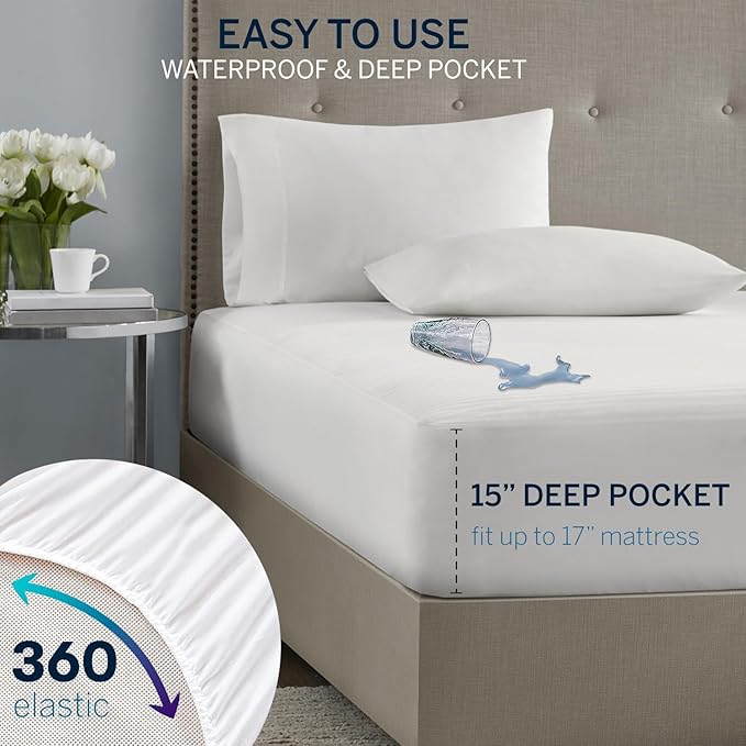 Serta Waterproof Heated Mattress Pad, Electric Bed Warmer with 10 Heat Settings, Auto Shut Off Timer, ETL Certified Electric Mattress Pad, Elastic Deep Pocket, Machine Washable, White Twin XL