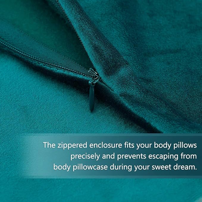 StangH Soft Large Body Pillowcase - Thick Velvet Body Pillow Cover Backrest Cushion Shams Shell for Bed/Reading/Watching TV Comfortably, 1 Piece, 20 x 54-inch, Teal