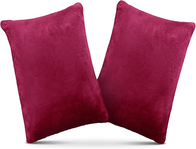 1 MIDDLE ONE 2 Pack Small Pillow, Memory Foam Mini Pillow 11 X 7 Inches for Travel, Sleeping, Nap and Neck, Knee, Lumbar Support, Tiny Cushion for Pet, Dogs (Burgundy)