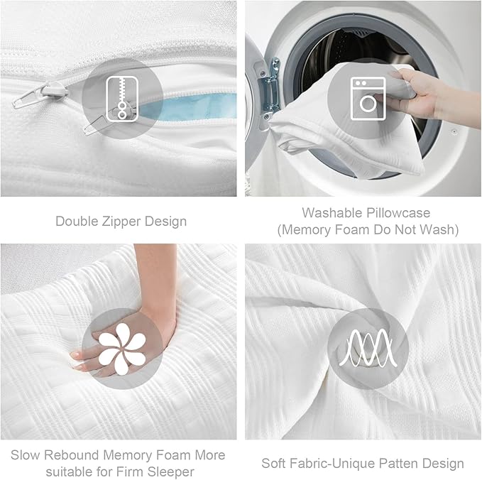 Meoflaw Cooling Pillows for Sleeping Standard Size,Shredded Memory Foam Bed Pillow with Double Sided Material Pillow Case,Adjustable Loft-Slow Rebound Standard Pillow for Side & Back Sleeper