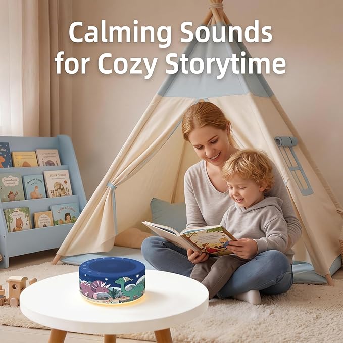 Kipcush White Noise Machine - Soft Non-Glare Nursery Lamp, 30 Soothing Sounds, 8 Color Lights, Max 8-Hour Timer for Baby & Adults