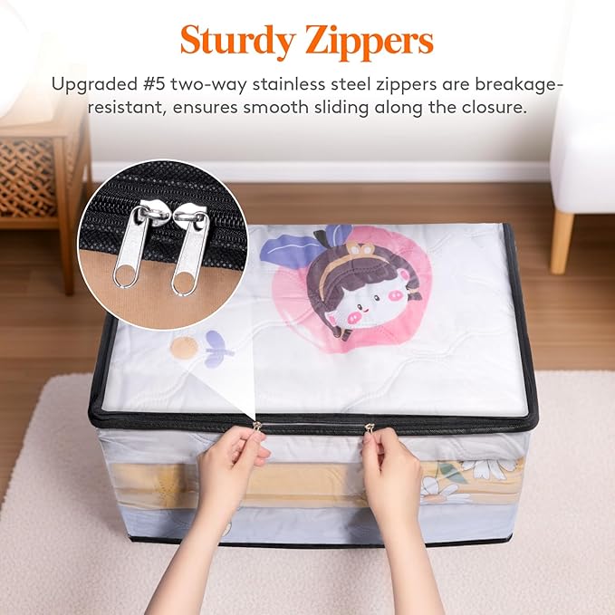 Lifewit 12 Pack Clear Clothes Storage Bags, 60L Plastic Blanket Vinyl Foldable Moving Bags with Zipper, Closet Organizers and Storage Containers for Bedding, Duvet, Pillow