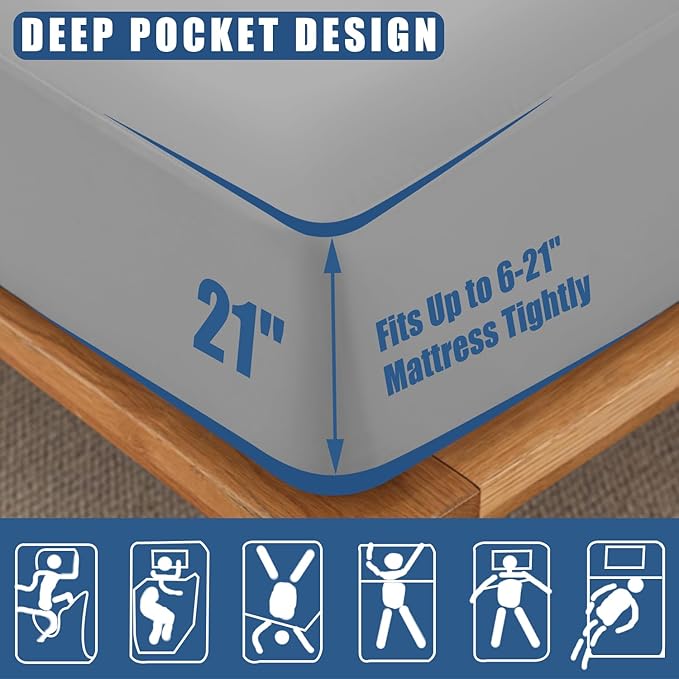 Waterproof Mattress Protector Twin XL Size, 2 Pack Breathable Mattress Cover, Fitted Deep Pocket Mattress Pad Cover Stretches up to 21 Inches, Soft Noiseless Bed Cover