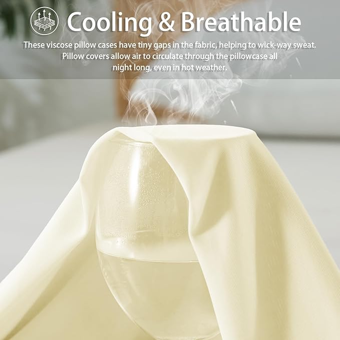 WhatsBedding Body Pillow Cover Cooling Fabric, Long Pillowcase Breathable & Skin-Friendly, Zipper Closure - Beige (20x54 inch)