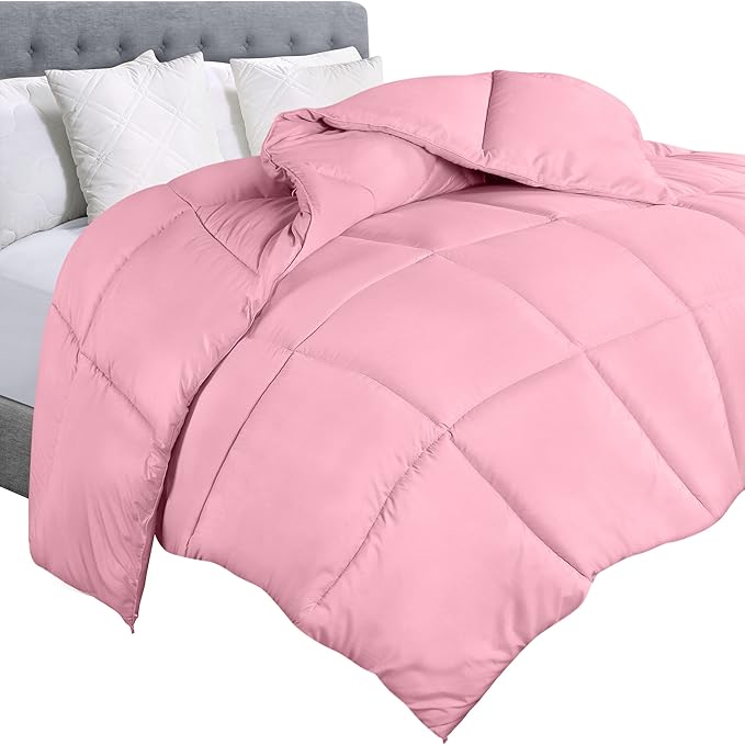 Utopia Bedding Twin Comforter Duvet Insert, Quilted Pink Comforter with Corner Tabs, Box Stitched Down Alternative Comforters Twin Size 64 x 88 inches