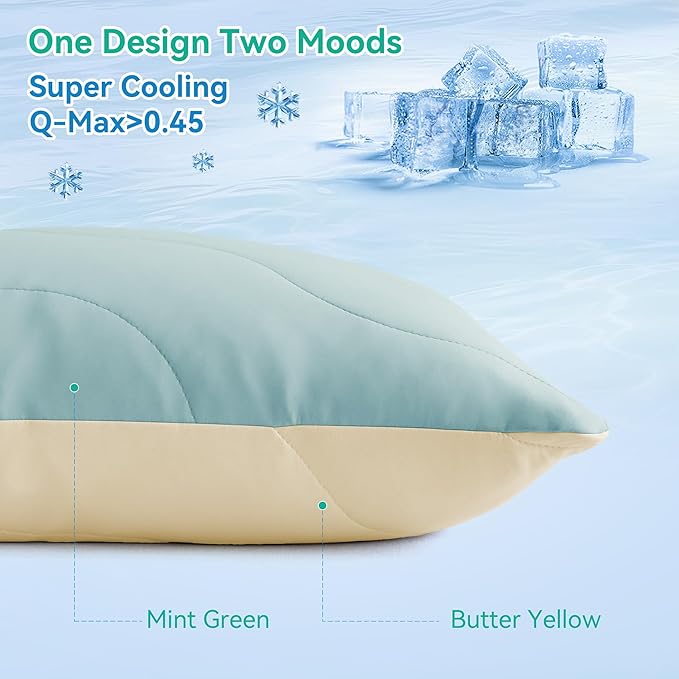 Three Geese Cooling Goose Down Feather Pillows Queen Size Set of 2 for Hot Sleepers, Q-Max>0.45, Cooling Hotel Bed Pillows with Washable Removable Cover, 20" x 30"
