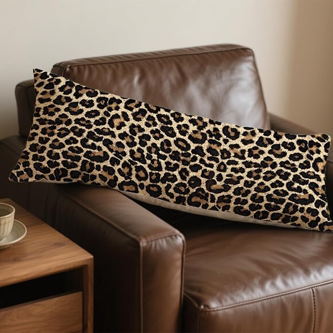 Leopard Print 20x54 Body Pillow Cover, Cheetah Print Room Decor, Trendy Girly Room Decor, Wildlife Animal Skin Theme Cheetah Decorative Long Body Pillow Cases for Bed Couch