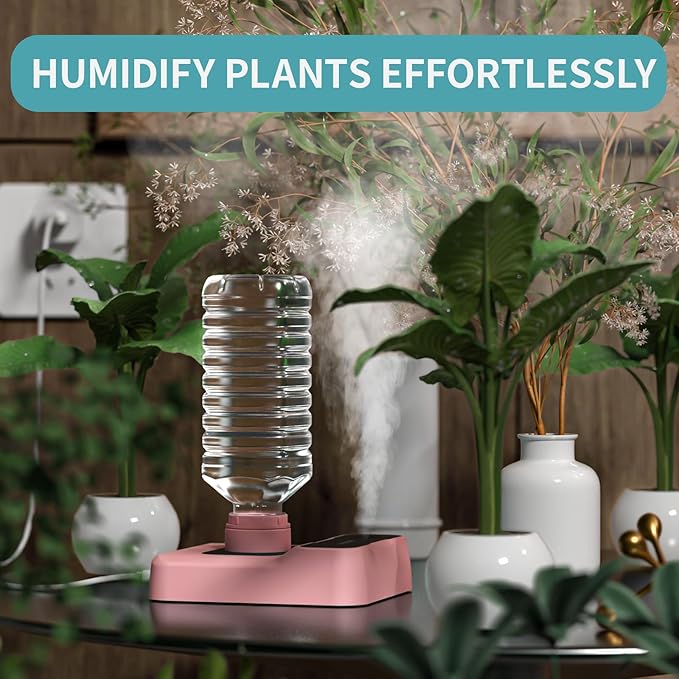 Travel Humidifier, Portable Small Humidifier for Plants, Bedroom, Office, Hotel or Car, 5000mAh Battery Operated Mini Cool Mist Humidifiers, Quiet 23dB, Auto-off, Night Light and BPA-Free, Pink