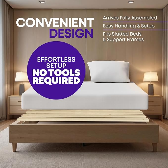 Greaton, Wooden Full Bed Slats for Support Under Mattress – Replacement Wood Slats for Full Size Bed Frame – Under Mattress Support Without Extra Height – 2.38 Standard Width