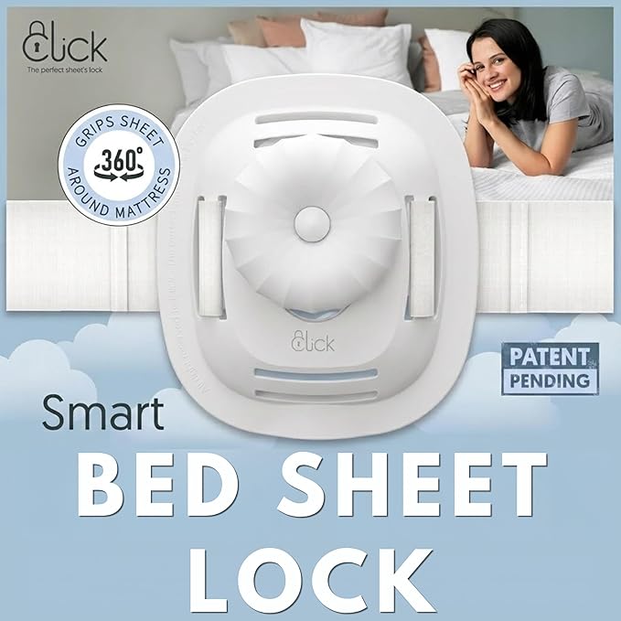 Click Sheet Holders for Adjustable Bed - Sheet Clips & Straps Keep Sheets in Place Firm & Tight on Single, Twin, Split Beds, Heavy Duty Fasteners Stop Sheets from Slipping Off & Secure to Mattress