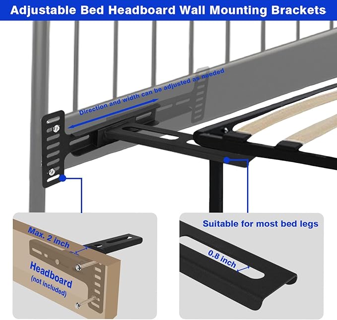Ertuohg Headboard Kit for Adjustable Bed, Universal Headboard Bracket, Universal Headboard Extension Adapter Kit, Headboard Brackets for Twin,King,Queen