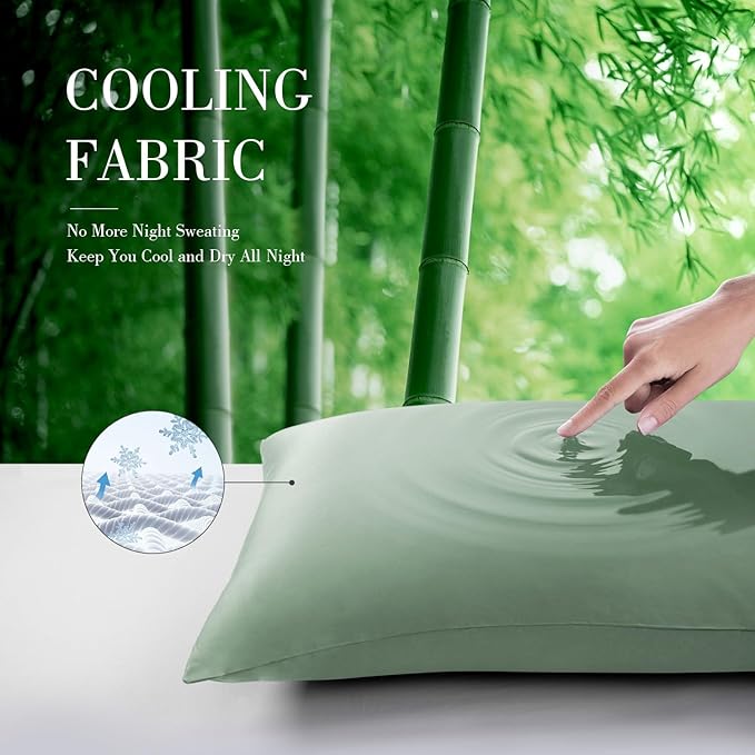 WishSmile Body Cooling Pillowcase Long Pillow Case Breathable Cool Silky Soft Rayon Derived from Bamboo Fabric, Hair and Skin Friendly, Jade Green, 1 Pack, 20x54IN