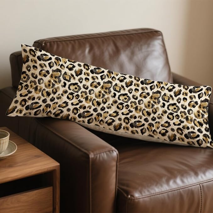 Black and Gold Leopard Print 20x54 Body Pillow Cover, Cheetah Print Room Decor, Funky Y2k Cheetah Print Decorative Long Body Pillow Cases for Girls Bedroom Dorm Apartment Bed Couch