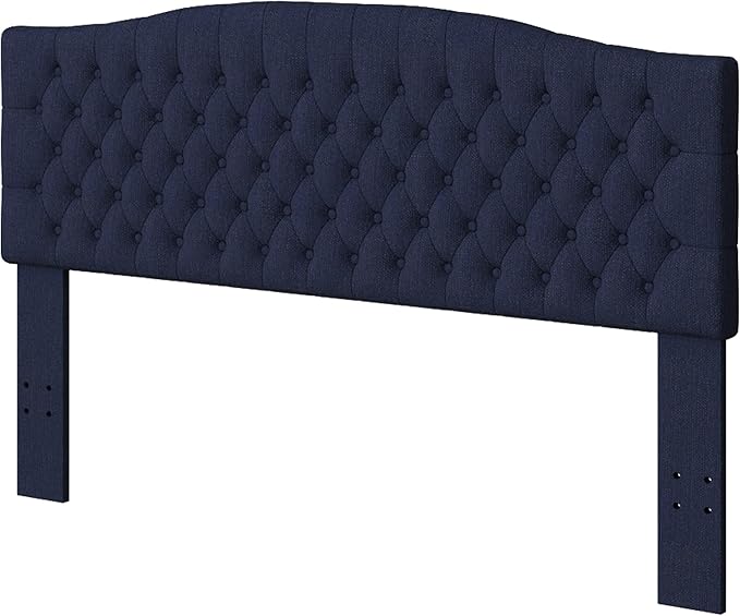Furpopup Linen Upholstered Headboard King/Cal King Size Latest Model Wall Mount, Bed Frame Mount, Featuring High-Density Sponge Padding, Luxury Texture Easy Assembly Comfort and Style-Navy Blue