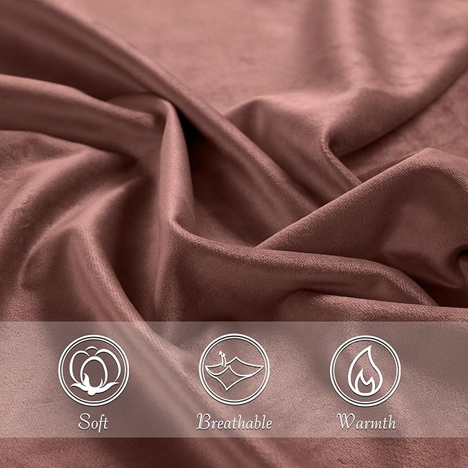 StangH Wild Rose Pink Soft Velvet Pillowcase Bed Pillow Cover for Hair and Skin, Queen Size 20 x 30 inches Set of 2, Luxury Warm Pillow Cover with Hidden Zipper