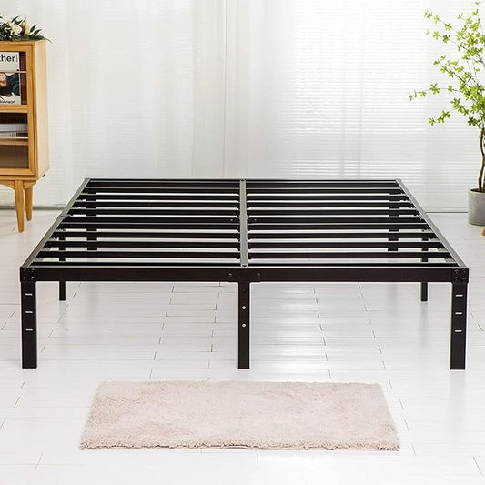 Wulanos Full Size Bed Frame, Heavy Duty Metal Frames with Steel Slats Support, No Box Spring Needed, 16 Inch High Metal Platform Bed Frames with Storage, Non-Slip and Noise-Free, Black