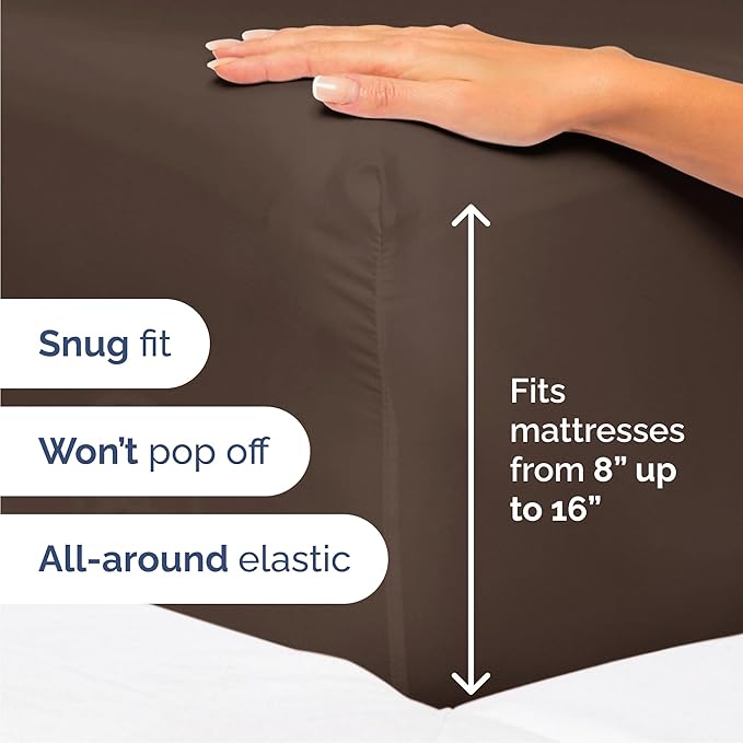 Cal King 6 Piece Sheet Set - Comfy, Breathable & Cooling - Hotel Luxury Bedding for Women, Men, Kids, Teens & Children - 1 Flat & 1 Fitted Sheet & 4 Pillowcases w/ Deep Pockets - Wrinkle Free - Brown