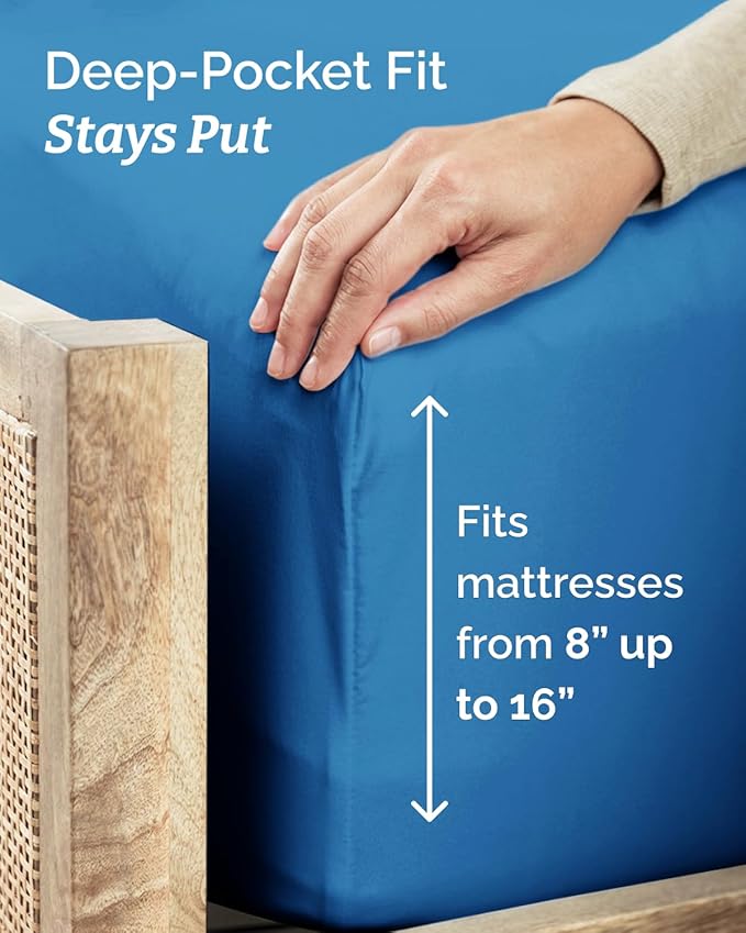 Twin XL 4 Piece Sheet Set - Comfy, Breathable & Cooling - Soft Hotel Luxury Bedding for Women, Men, Kids, Teens and Children - 1 Flat & 1 Fitted Sheet & 2 Pillowcases with Deep Pockets - Royal Blue