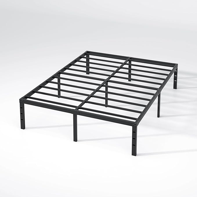 NEW JETO Metal Bed Frame,Full Size Bed Frame with Storage Space,Heavy Duty Sturdy Mattress Foundation,Easy Assembly,No Box Spring Needed, Black,14 Inch,Full