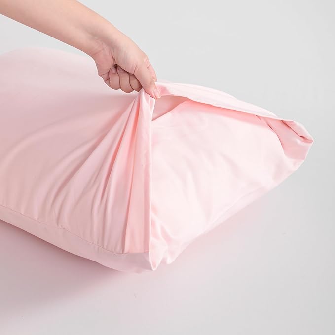 FLXXIE Pillow Cases Standard Size, Soft Microfiber Pillow Covers with Envelope Closure, Wrinkle, Stain Resistant Pillowcases, 2 Piece Set, 20x26, Blush Pink