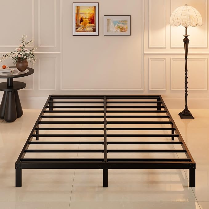 Maenizi 8 Inch Cal King Bed Frame No Box Spring Needed, Heavy Duty California King Metal Platform Support Up to 3000 lbs with Steel Slat, Easy Assembly, Noise Free, Black